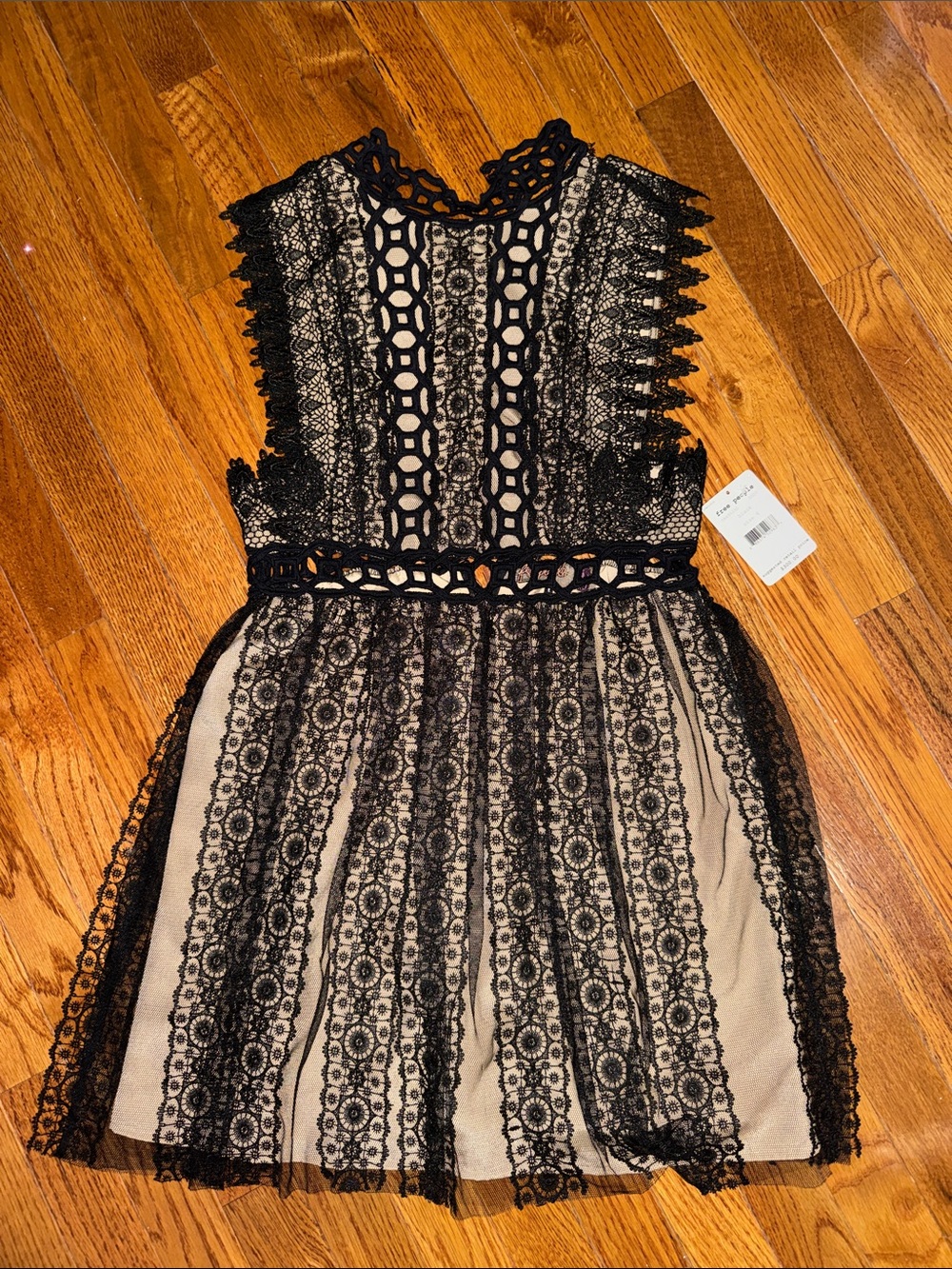 Free People - Black Lace Overlay Dress with Nude Lining (Open Back)